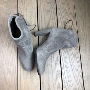 catch suede booties with ankle tie